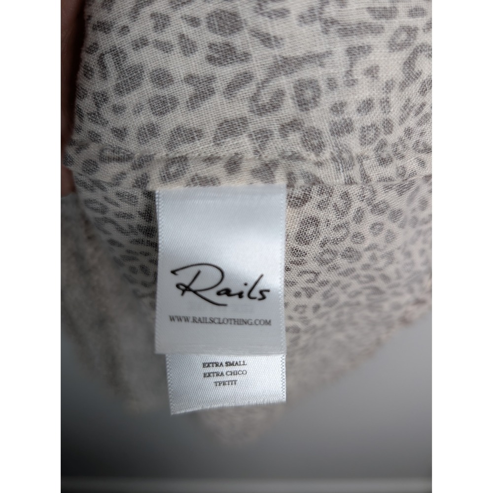 Rails Angelina Dress Sand Cheetah Linen Blend Smocked Waist Mini Beige XS - Picture 5 of 10